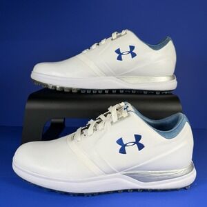 Under Armour UA Golf Women's 9.5 White Blue Spikeless Performance Sneakers Shoes